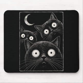 Spooky Black Cat Moon Gothic Cute Halloween Mouse Pad
