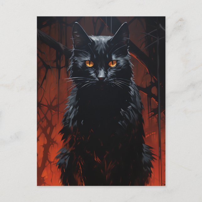 Spooky Black Cat Postcard (Front)