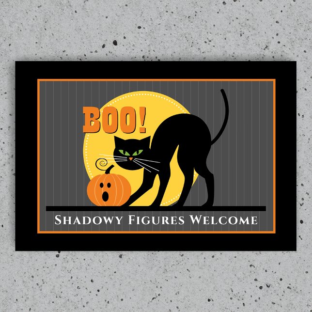 Spooky Black Cat Pumpkin Halloween Doormat (Creator Uploaded)