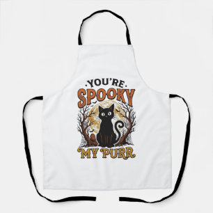 Spooky Black Cat Pun Halloween Vintage Engraving S Apron