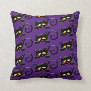 Spooky Black Cat Throw Pillow