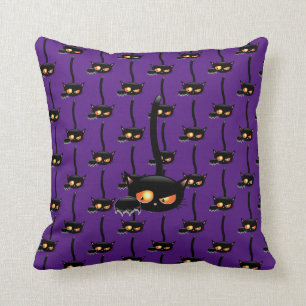 Spooky Black Cat Throw Pillow