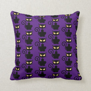 Spooky Black Cat Throw Pillow