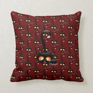 Spooky Black Cat Throw Pillow