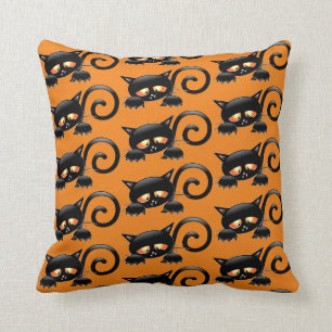 Spooky Black Cat Throw Pillow