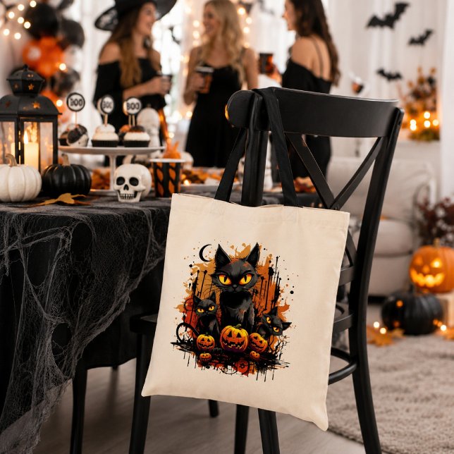 Spooky Black Cat Tote Bag (Creator Uploaded)