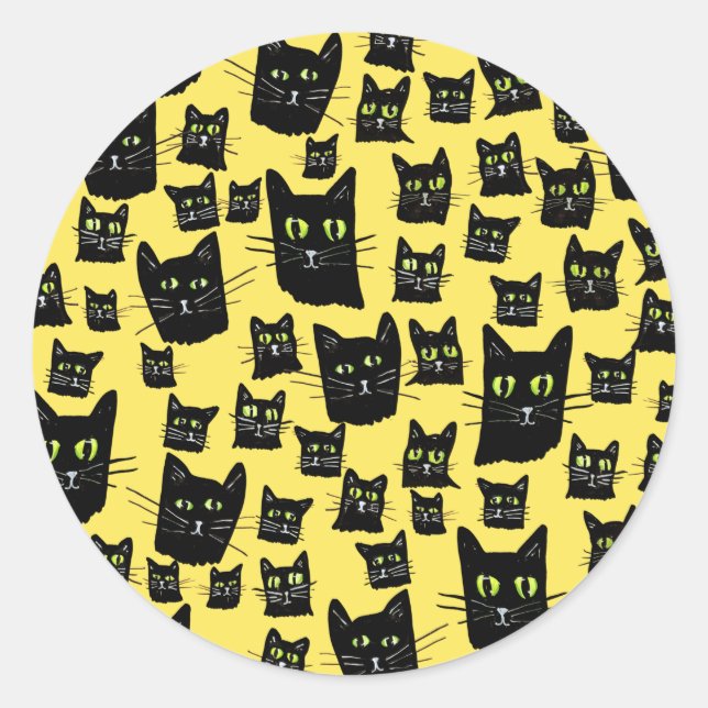 Spooky Black Cats                                  Classic Round Sticker (Front)