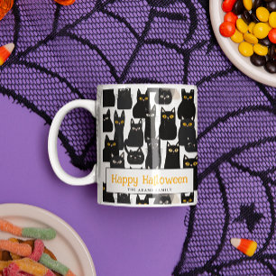 Spooky Black Cats Custom Name Happy Halloween Mug