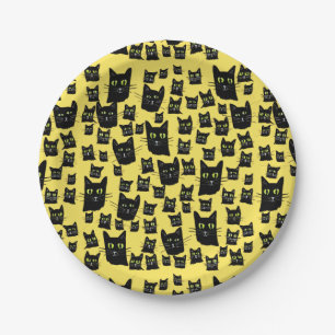 Spooky Black Cats Paper Plate