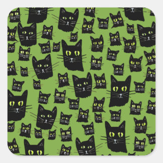 Spooky Black Cats Square Sticker