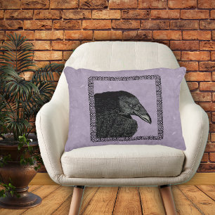 Spooky Black Crow Raven Face Accent Pillow