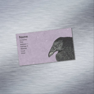 Spooky Black Crow Raven Face Magnetic Business Card