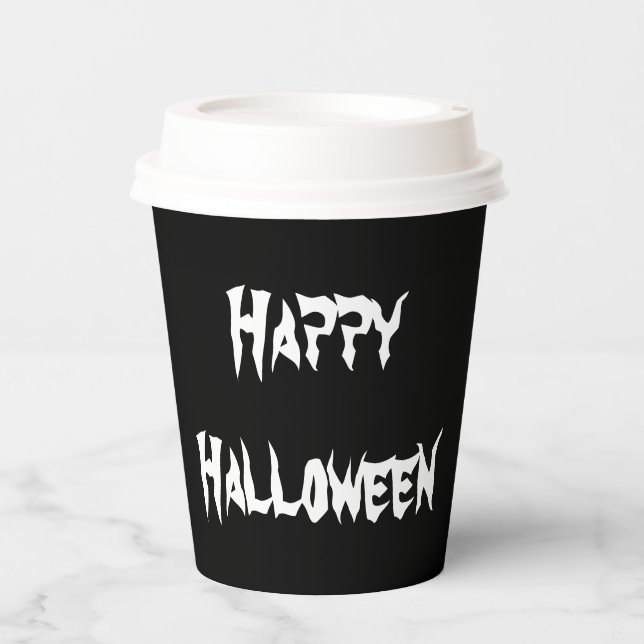 Spooky Black Happy Halloween Paper cup (Front)