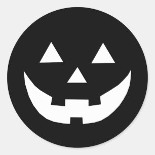 Spooky black Jack o lantern scary funny Halloween Classic Round Sticker