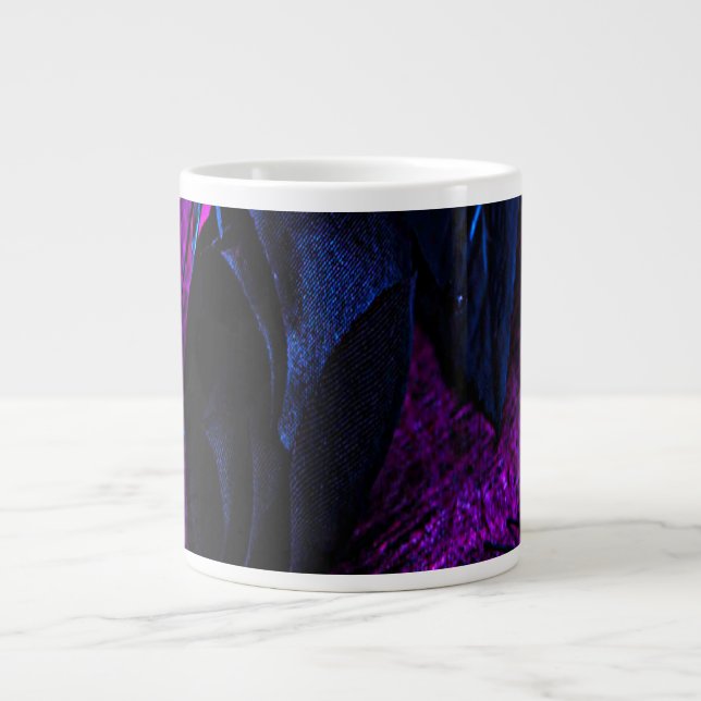 Spooky Black Material Rose, Black Spiders Large Coffee Mug (Front)