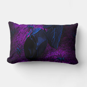 Spooky Black Material Rose, Black Spiders Lumbar Pillow