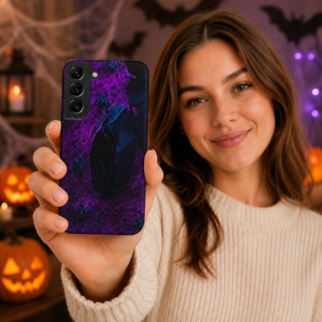 Spooky Black Material Rose, Black Spiders Samsung Galaxy S22+ Case (Spooky Black Material Rose, Black Spiders Samsung Galaxy Case)