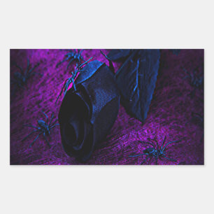 Spooky Black Material Rose, Black Spiders Sticker