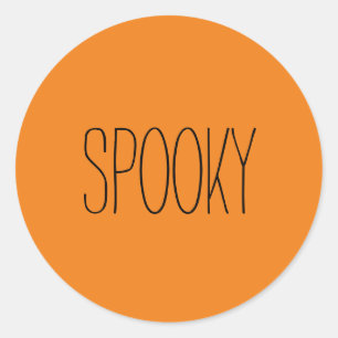 Spooky black orange Halloween handwritten Classic Round Sticker