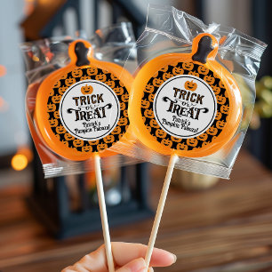 Spooky Black Orange Pumpkin Boy Halloween Birthday Classic Round Sticker