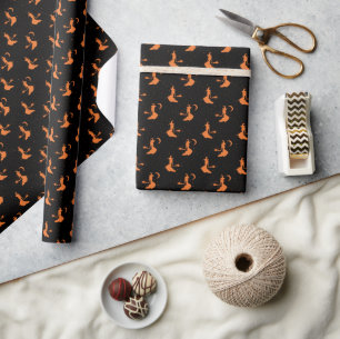 Spooky Black & Orange Witch Wrapping Paper Roll