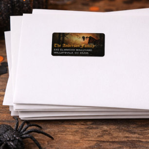 Spooky Black Raven Halloween Return Address Label