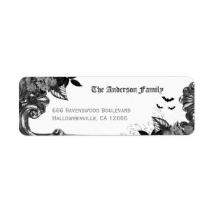 Spooky Black Raven Halloween Return Address Label
