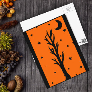 Spooky Black Tree Silhouette Postcard