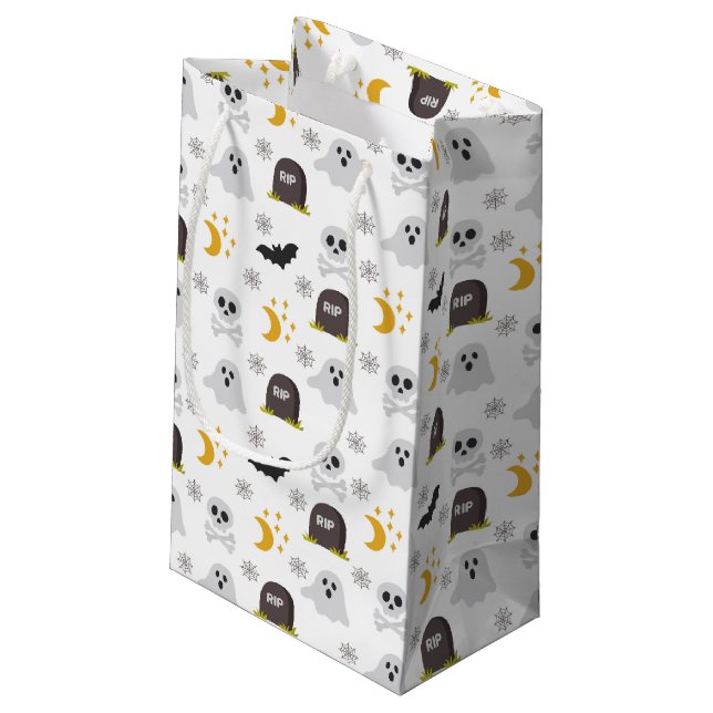 Spooky Black & White Halloween Gift Bag (Back Angled)
