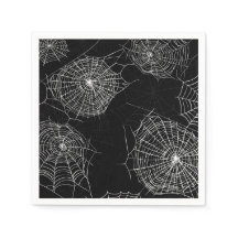 Spooky Black & White Spiderweb Print Paper Napkins