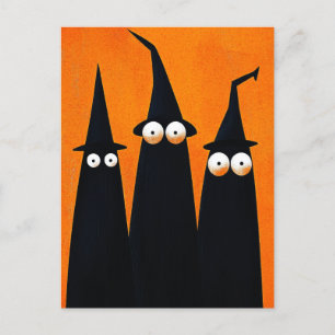 Spooky Black Witches Quirky Halloween Postcard
