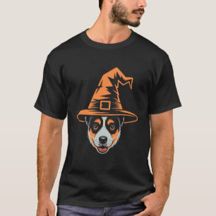 Spooky Blue Heeler Dog Witch Hat Halloween Austral T-Shirt