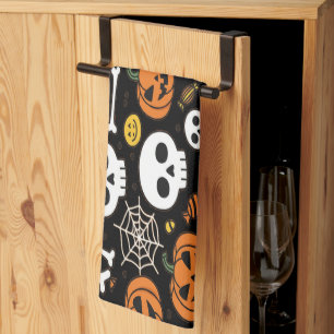 Spooky Bones And Skeletons For Halloween Kitchen Towel