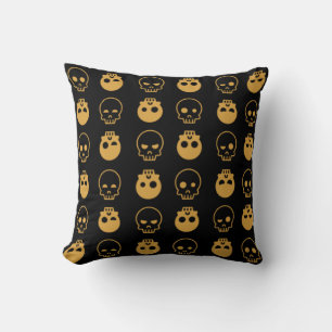 Spooky Bony Skulls Happy Halloween Throw Pillow