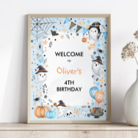 Spooky Boo Blue Halloween Ghost Birthday Welcome