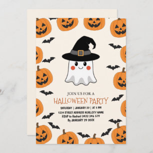 Spooky Boo Ghost Kids Halloween Party Invitation  
