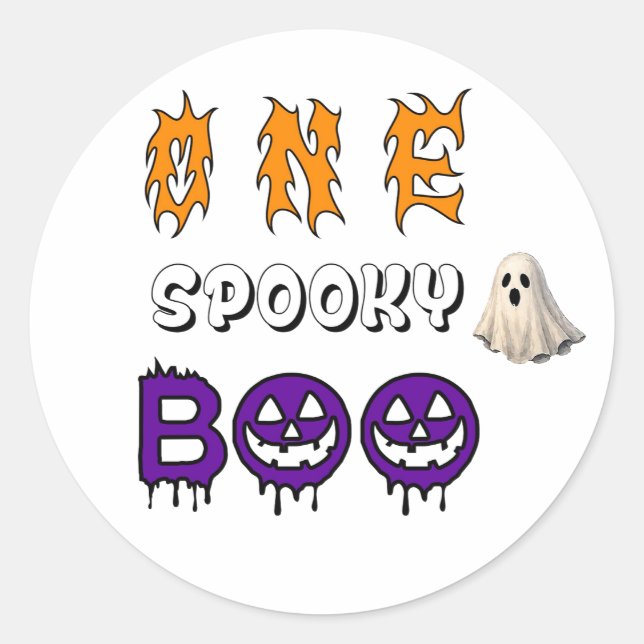 Spooky Boo Ghost Scene For Halloween Fun 👻 Classic Round Sticker (Front)