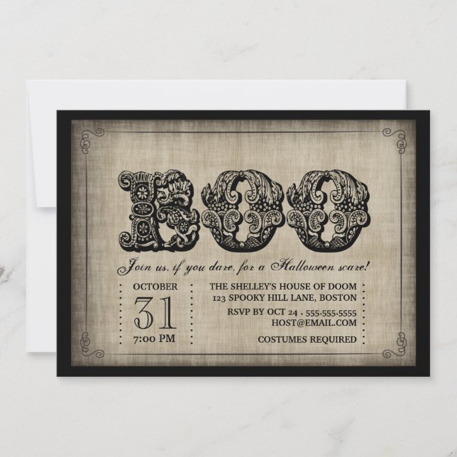 Spooky BOO Gothic Halloween Party Invitation (Front)