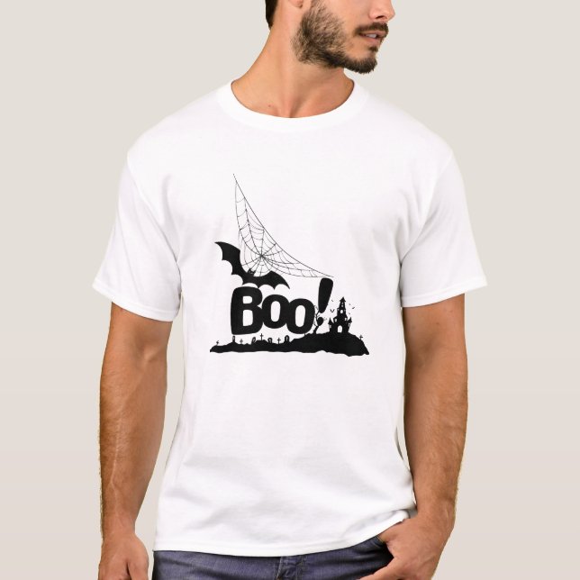  Spooky "Boo!" Halloween Silhouette T-Shirt (Front)