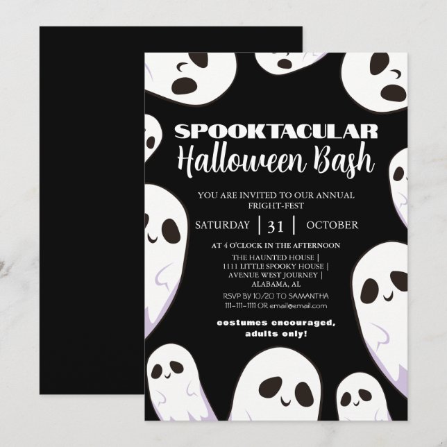 spooky Boo Haunted house Halloween bash party Invitation (Front/Back)