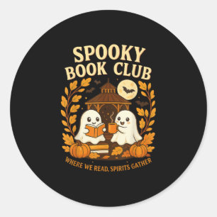 Spooky Book Club Halloween Ghost Reading Coffee Fa Classic Round Sticker