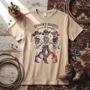 Spooky Boots Scoot & Boogie Skeleton Cowboys T-Shirt
