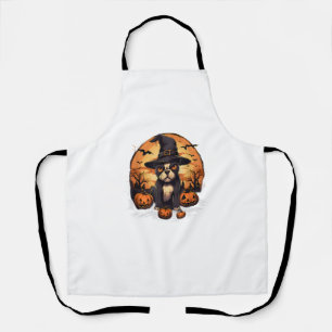 Spooky Boston Terrier Dog Witch Halloween T-Shirt Apron