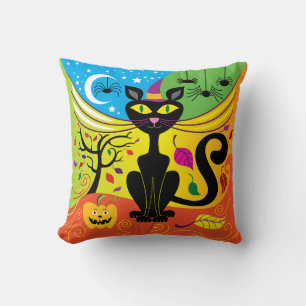 Spooky Breeze Cat Throw Pillow