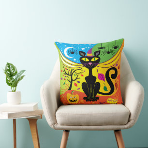 Spooky Breeze Cat Throw Pillow