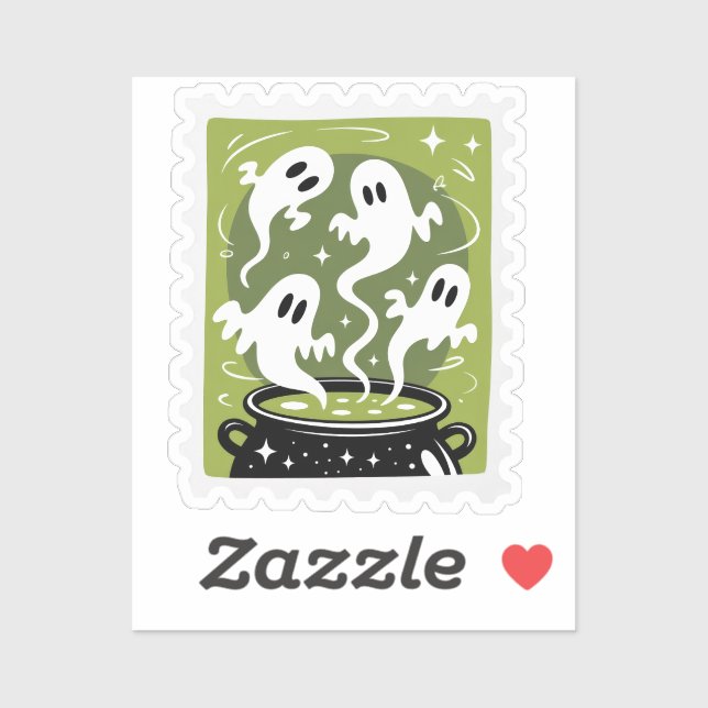 Spooky Brew Ghosts Halloween Postage Stamp (Sheet)