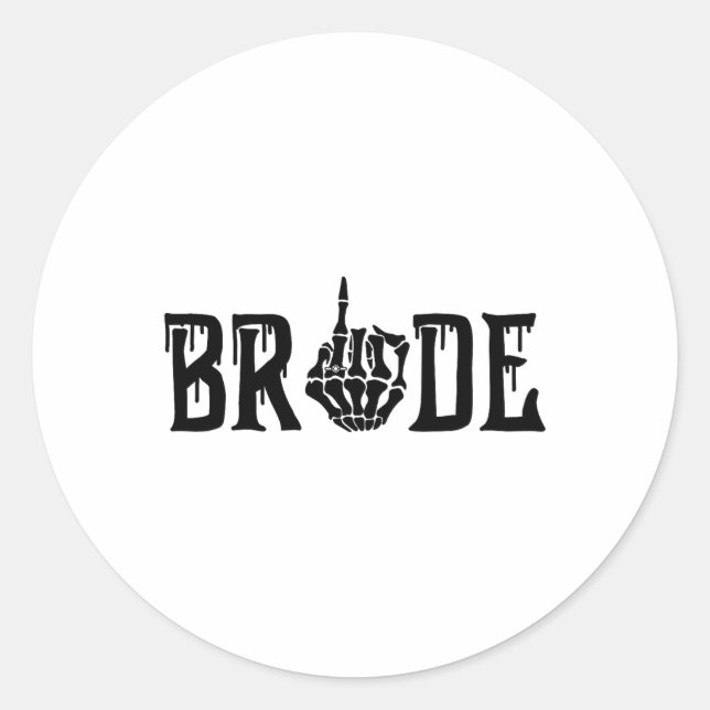 Spooky Bride Groom Gothic Halloween Wedding Matchi Classic Round Sticker (Front)