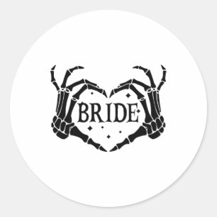 Spooky Bride Skeleton Hands Engagement Wedding Hal Classic Round Sticker
