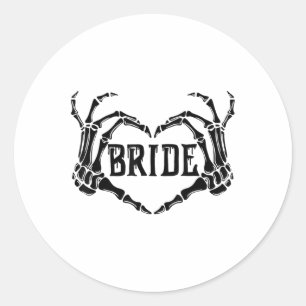 Spooky Bride Skeleton Hands Engagement Wedding Hal Classic Round Sticker