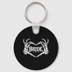 Spooky Bride Skeleton Hands Halloween Engagement Keychain
